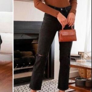 AGOLDE black high rise distressed jeans